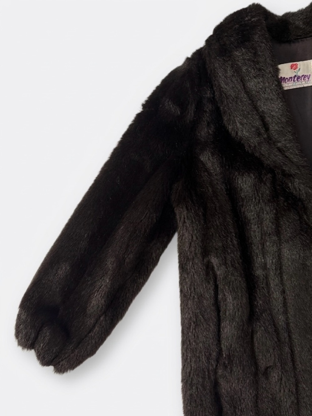 Monterey Fashions Long Black Faux Fur Long Coat - Classic Women's Outerwear - Picture 6 of 11